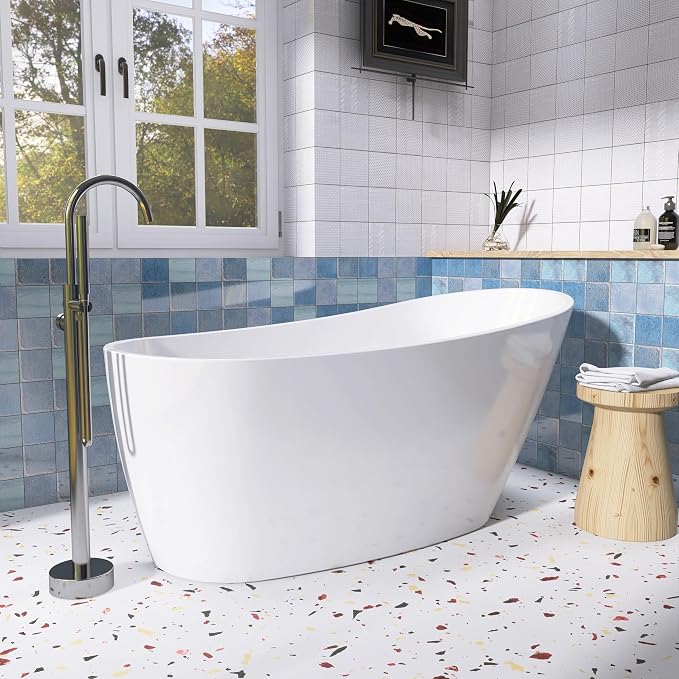 59" Acrylic Free Standing Tub, Stand Alone Tub, Freestanding Bathtub, Soaking - Image 8