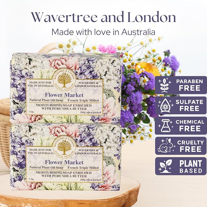 Wavertree & London Flower Market Scented Natural Soap, 7oz Moisturizing French - Image 2