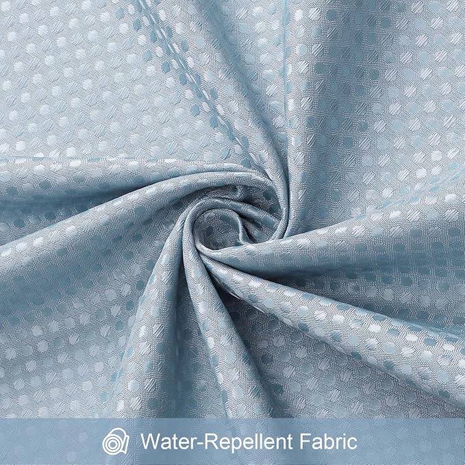 3 in 1 Shower Curtain Set, Fog Blue Waffle Shower Curtain and PEVA Liner Set - Image 7