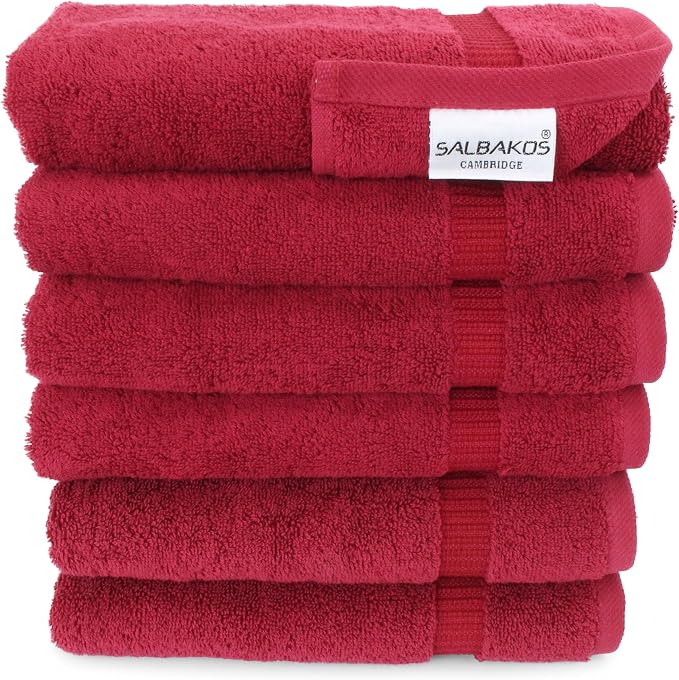 SALBAKOS 100% Turkish Cotton Hand Towel Set of 6 16x30 inch | Heirloom Quality by SALBAKOS