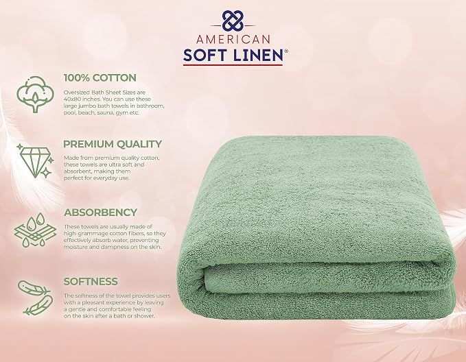 American Soft Linen Oversized Bath Sheet 40x80 Extra Large - Image 4