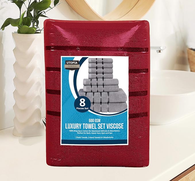 Utopia Towels 8-Piece Luxury Towel Set, 2 Bath Towels, 2 Hand Towels, and 4 - Image 8