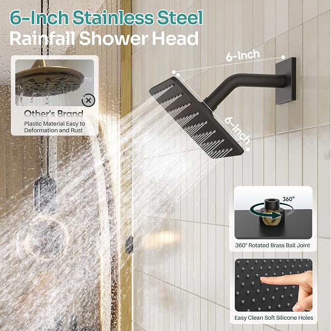 Black Shower System, Matte Black Shower Faucet Set - Image 5