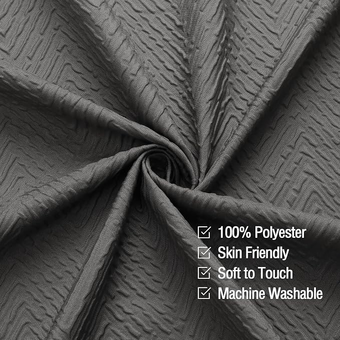 Gibelle Ombre Black Shower Curtain, 3D Embossed Textured Herringbone Fabric - Image 4