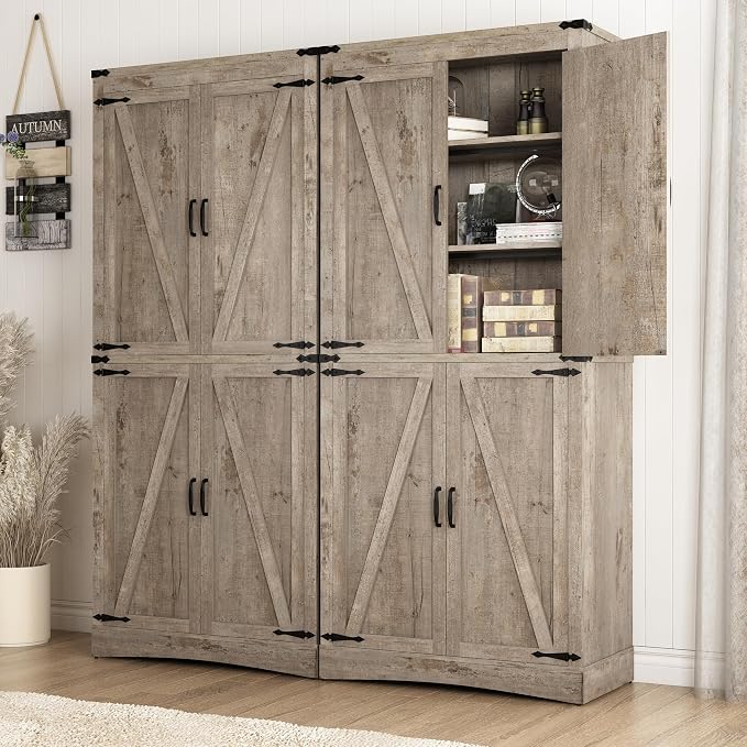 71" Tall Kitchen Pantry, Farmhouse Storage Cabinet - Image 5