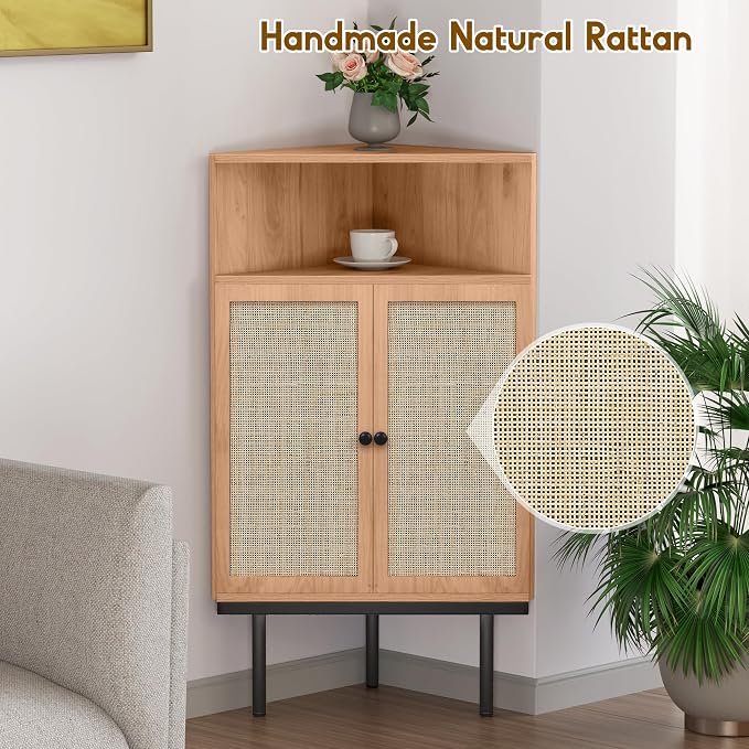 XIAO WEI 39 Inch Boho Corner Cabinet - Image 3
