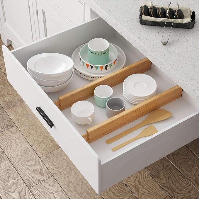 BAMEOS Drawer Dividers kitchen Organization Bamboo Utensil Organizers - Image 3