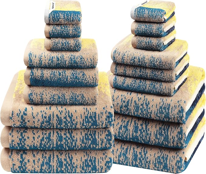 SEMAXE 18-Pack Bath Towel Set Include 6 Bath Towels, 6 Hand Towels, 6 Wash by SEMAXE