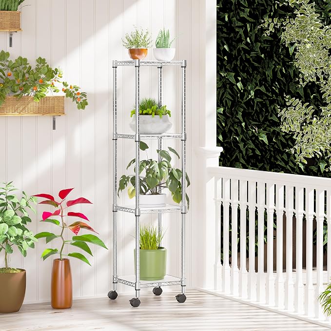 IZEUK 4 Tier Steel Storage Shelves, Adjustable Wire Shelving Unit - Image 5