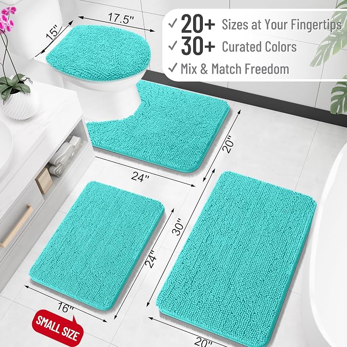 OLANLY Bathroom Rugs 24x16, Extra Soft Absorbent Chenille Bath Rugs, Rubber - Image 2