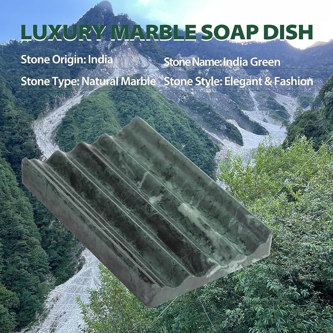 2PCS Koville Indian Natural Green Marble Soap Dish - Image 6