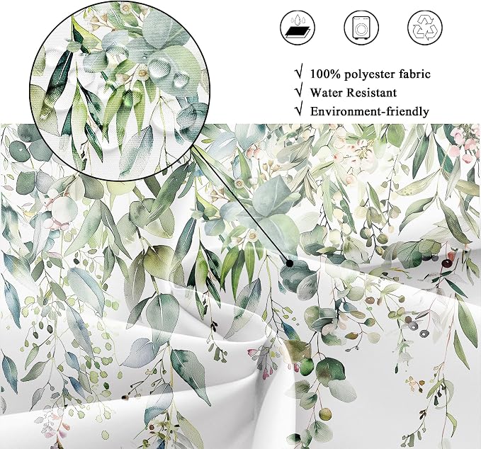Riyidecor Green Eucalyptus Leaves Shower Curtain - Image 7