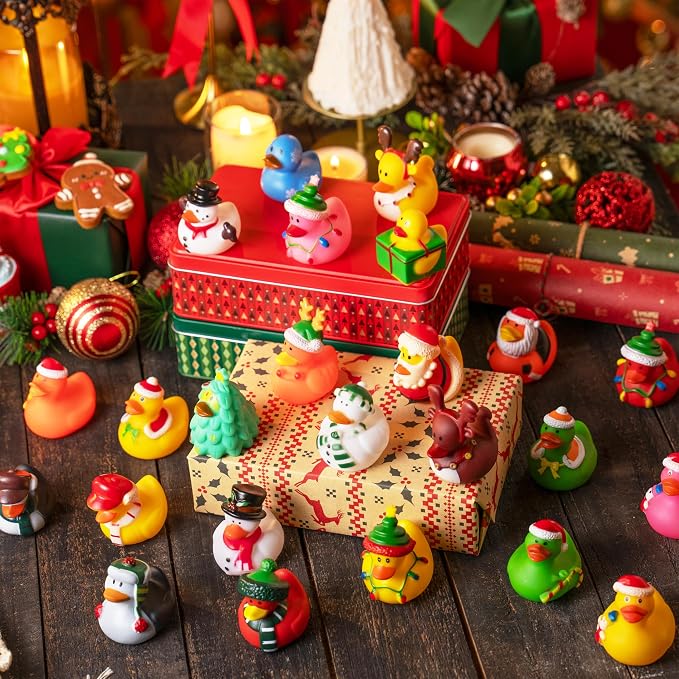 JOYIN 24 Pcs Christmas Ducks Bath Toys, Mini Ducky Baby Bathtub Shower Pool Toys - Image 4