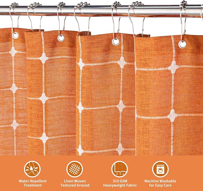 MitoVilla Orange Boho Shower Curtains - Image 3