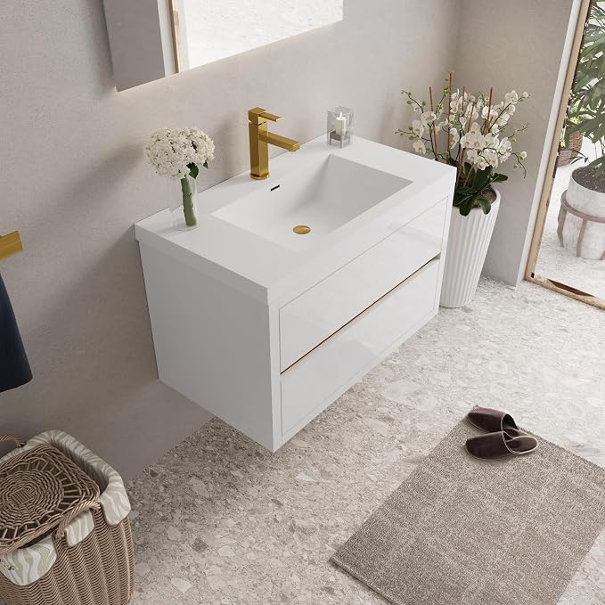 Modern 36" Wall-Mounted Bathroom Vanity - Image 8