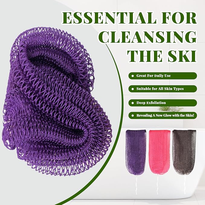 African Net Sponge Authentic, 3 Pieces Exfoliating Scrubber Bath Sponge - Image 3