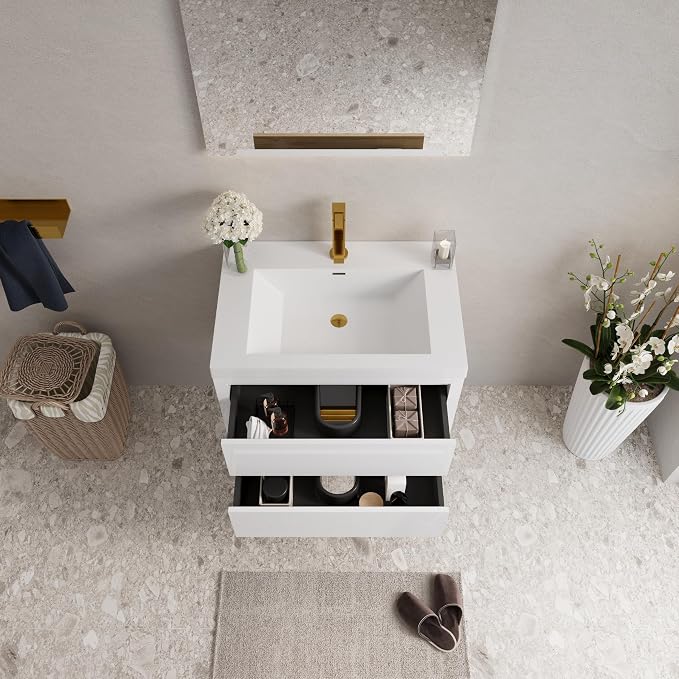 Modern 30" Wall-Mounted Bathroom Vanity - Image 8
