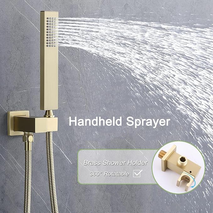 Brushed Gold Shower System Set Temperature Display Push Button Shower Faucet - Image 5