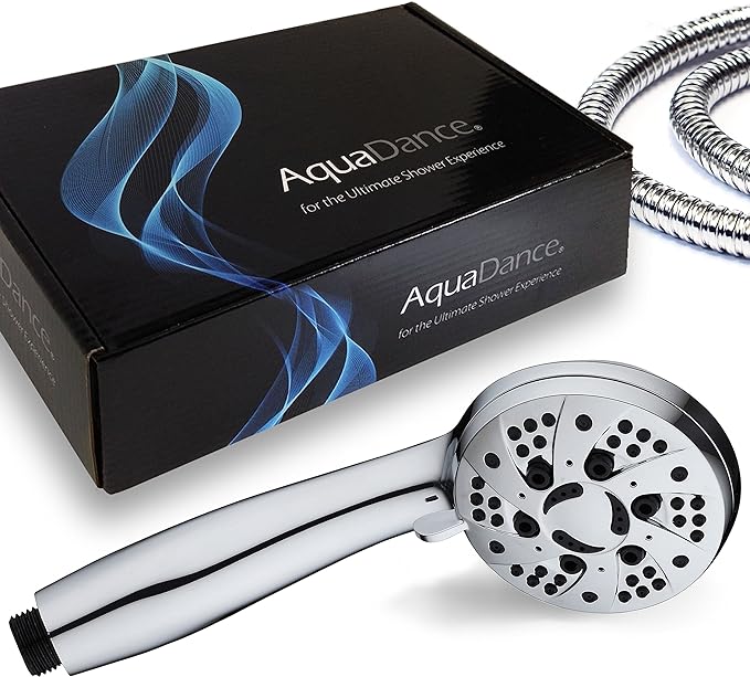 AquaDance High Pressure 6-Setting 3.5" Chrome Face Handheld Shower - Image 2