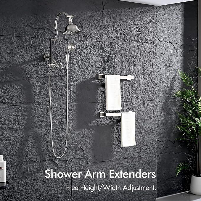 Bagnolux Solid Brass 6" High Pressure Rain Shower Head Combo - Image 2