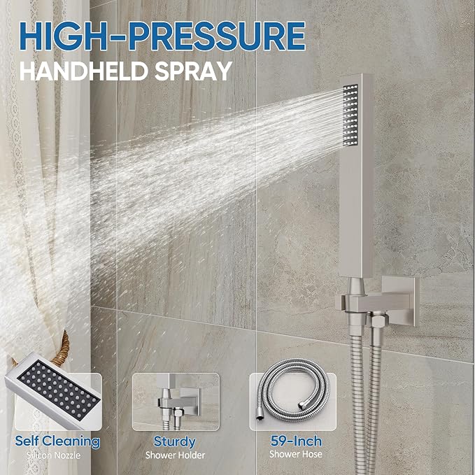 Shower System with Tub Spout, All Metal Tub Shower Faucet Set with 10" Rain - Image 4