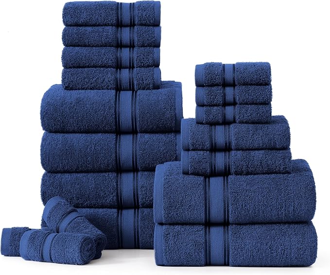 LANE LINEN 100% Mercerized Cotton Bath Towel Set of 18 – Zero Twist Shower by LaneLinen