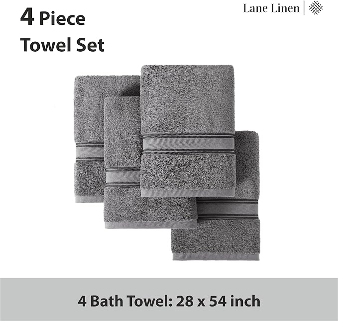 LANE LINEN 100% Cotton 4 Pack Bath Towels Set - Image 4