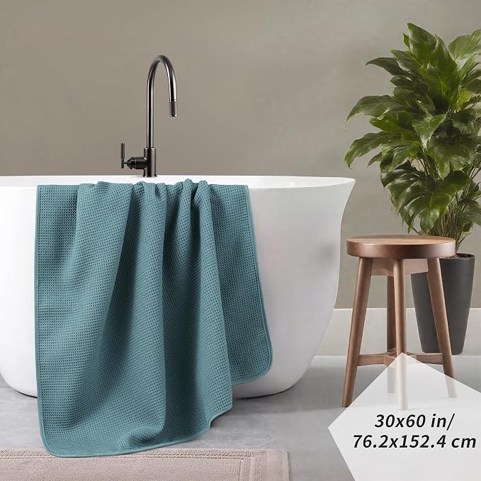 POLYTE 380 GSM Microfiber Oversize Quick Dry Lint Free Waffle Bath Towel - Image 3