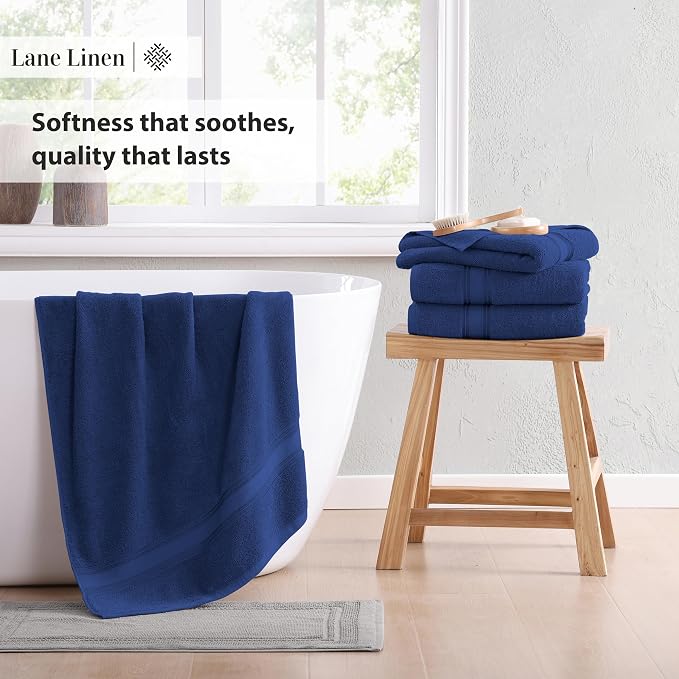 LANE LINEN 100% Cotton 4 Pack Bath Towels - Image 5