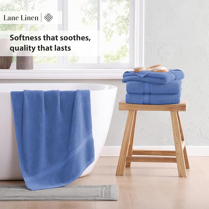 LANE LINEN 100% Cotton 4 Pack Bath Towels - Image 5