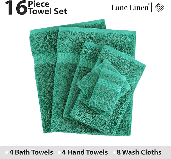 LANE LINEN 100% Cotton 16 Piece Bath Towel Set - Image 4