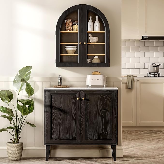 Large Arched Bathroom Wall Cabinet Modern Wooden Display Cabinet - Image 8