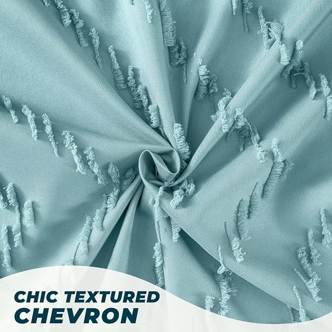 78inches Long Teal Shower Curtain Boho Farmhouse Shower Curtain 72 x 78 Tufted - Image 3