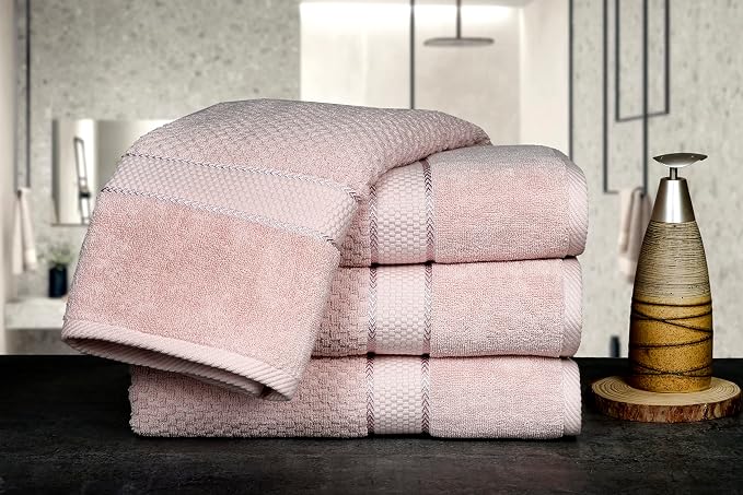 Ample Decor 100% Cotton Soft Pink Bath Towel - Image 2