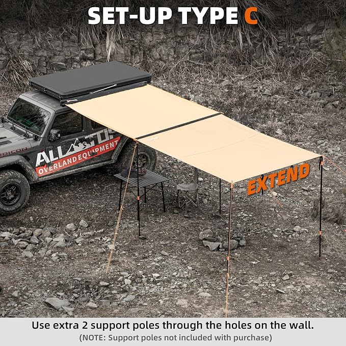 ALL-TOP Awning Wall Universal Multi-Side, 8.2ft x 8.5ft, Waterproof Ripstop - Image 5