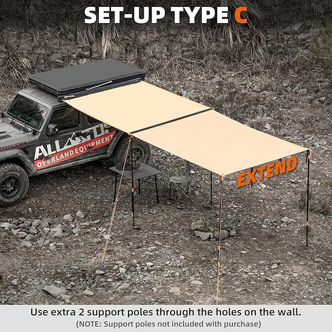 ALL-TOP Awning Wall Universal Multi-Side, 6.6ft x 8.5ft, Waterproof Ripstop - Image 5