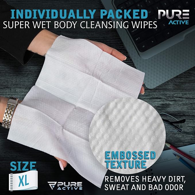 Shower Body Wipes, 40 Individually Wrapped Personal Hygiene Body Wipes - Image 2