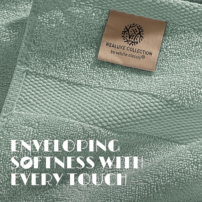 White Classic Green Hand Towels - Image 3