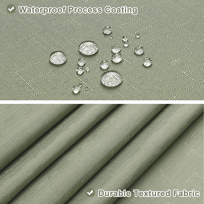 MitoVilla 3 in 1 Shower Curtain Set, Sage Green Boho Farmhouse Linen Textured - Image 3