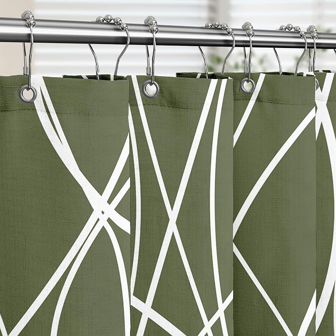 Tititex Morden140gms Faux Linen Fabric Bath Shower Curtain Set Textured Fabric - Image 2