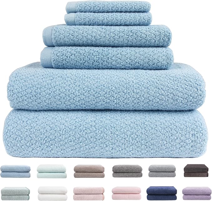 Minor Flaws - Everplush Diamond Jacquard 6 Pieces Bath Towel Set, Luxury Super by Everplush