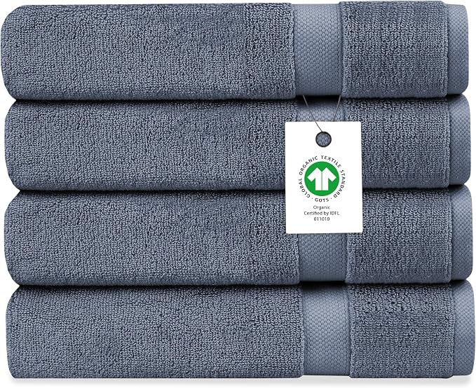 Delara Organic Cotton Luxuriously Plush Bath Sheet Pack of 4 | GOTS & OEKO-TEX by Delara