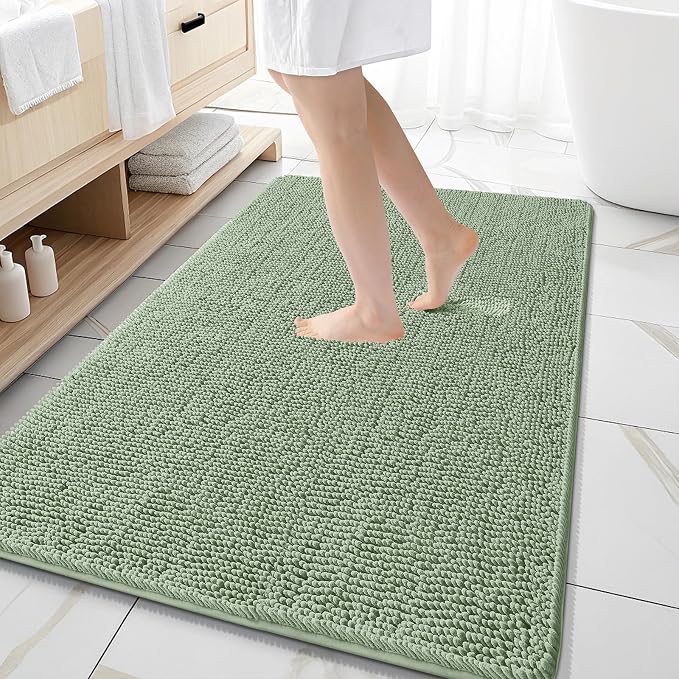 OLANLY Bathroom Rugs 59x35, Extra Soft Absorbent Chenille Bath Rugs, Rubber by OLANLY