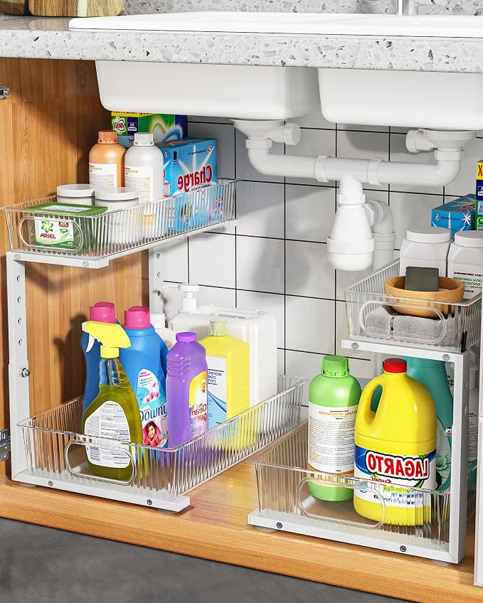 UMDONX Under Sink Organizer 2-Pack Adjustable Bathroom Under Sink Pull-Out by UMDONXBuyNow