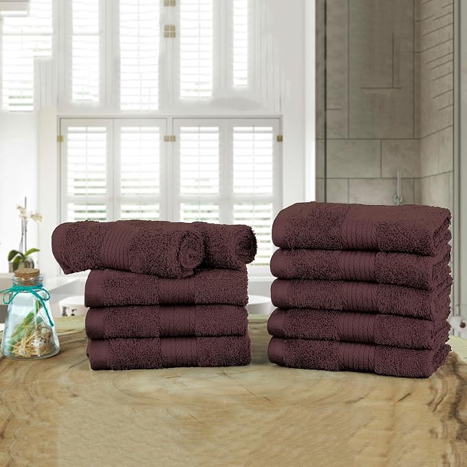 Ample Decor Wash Cloths Pack of 10, Oeko Tex Certified 600 GSM 100% Cotton Soft - Image 2