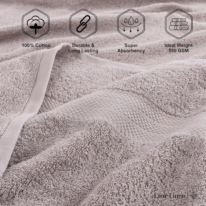 LANE LINEN Ring Spun Cotton Bath Towel Set, 8 Washcloths, 6 Hand Towels - Image 6