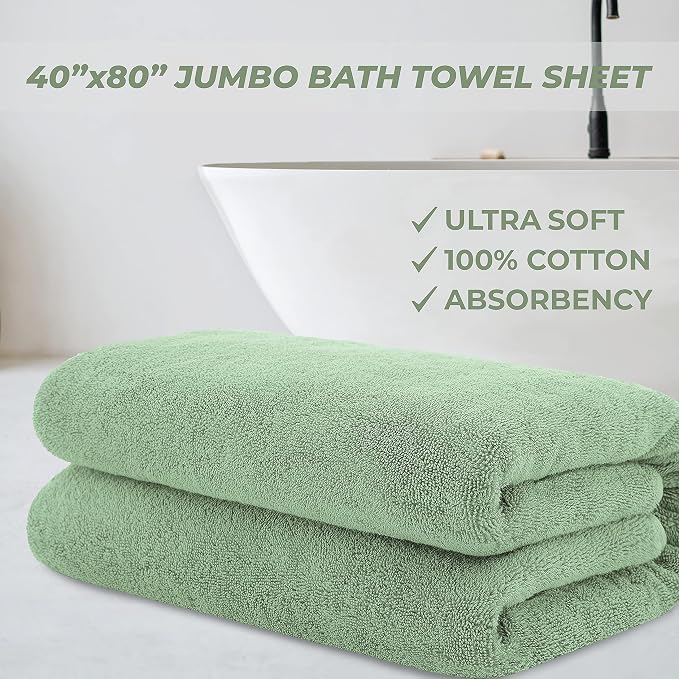 Cotton Paradise 100% Cotton 40x80 Oversized Bath Sheet, Extra Large Turkish - Image 2
