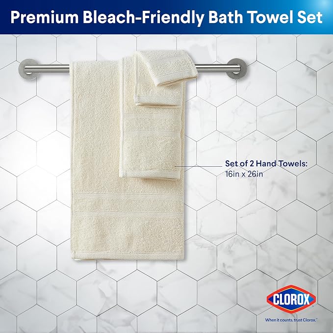 CLOROX Bleach Friendly Towels, Quick Dry, 100% Cotton Hand Towels, Highly - Image 2