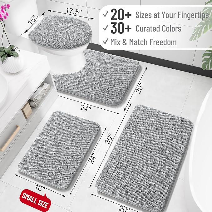 OLANLY Bathroom Rugs 24x16, Extra Soft Absorbent Chenille Bath Rugs, Rubber - Image 2