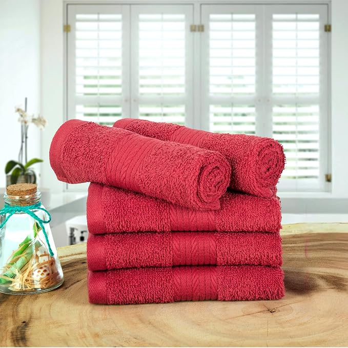 Ample Decor Washcloths Pack of 5 12 X 12 Inch 100% Cotton 600 GSM, Soft - Image 2